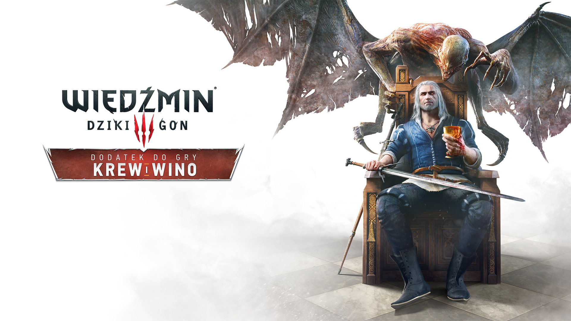 Geralt on a throne, a vampire behind him Wallpaper from The Witcher 3: Blood and Wine