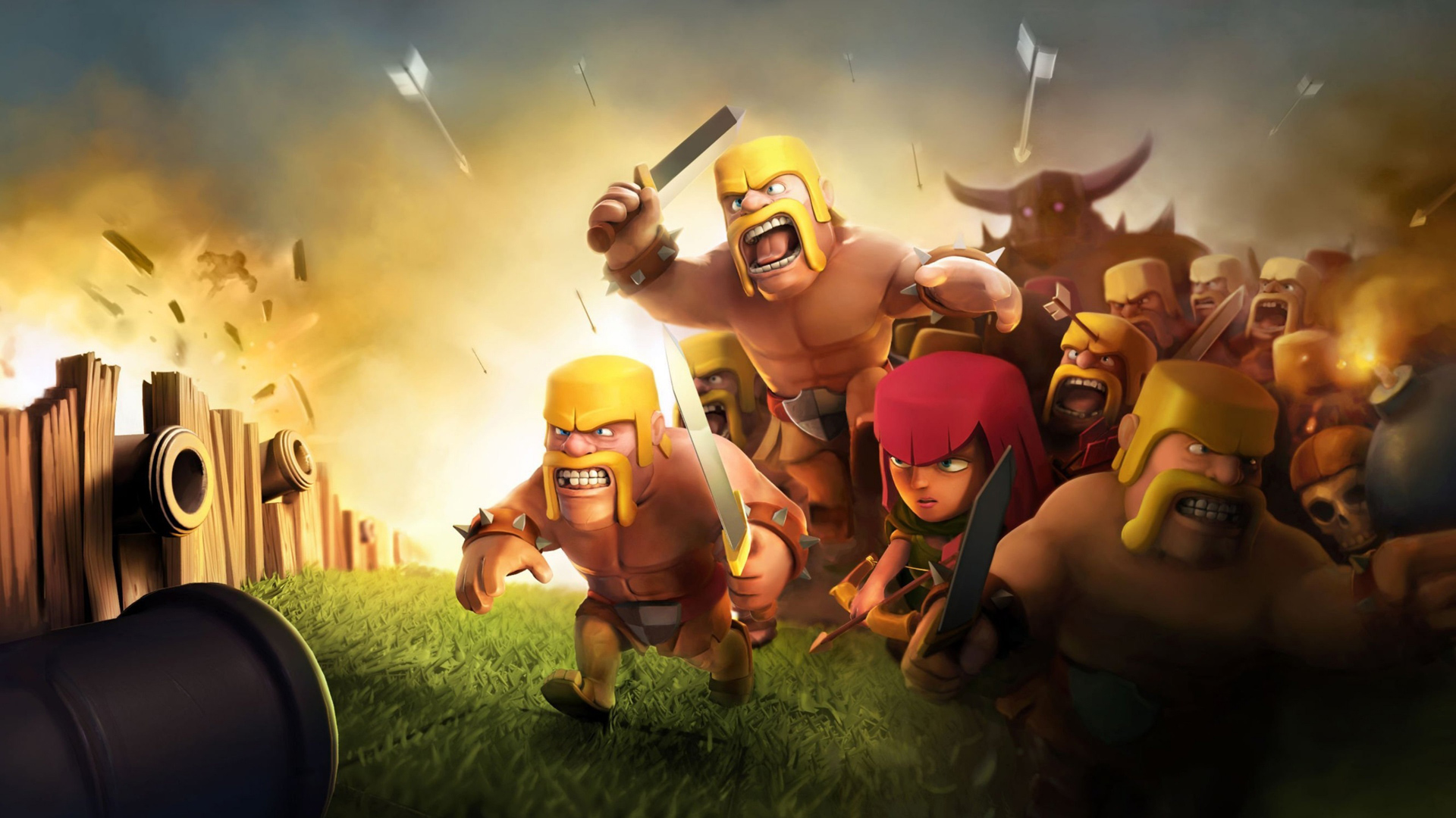 Gry Podobne Do Clash Of Clans Clan attacking enemy fortifications., tapeta z gry Clash of Clans