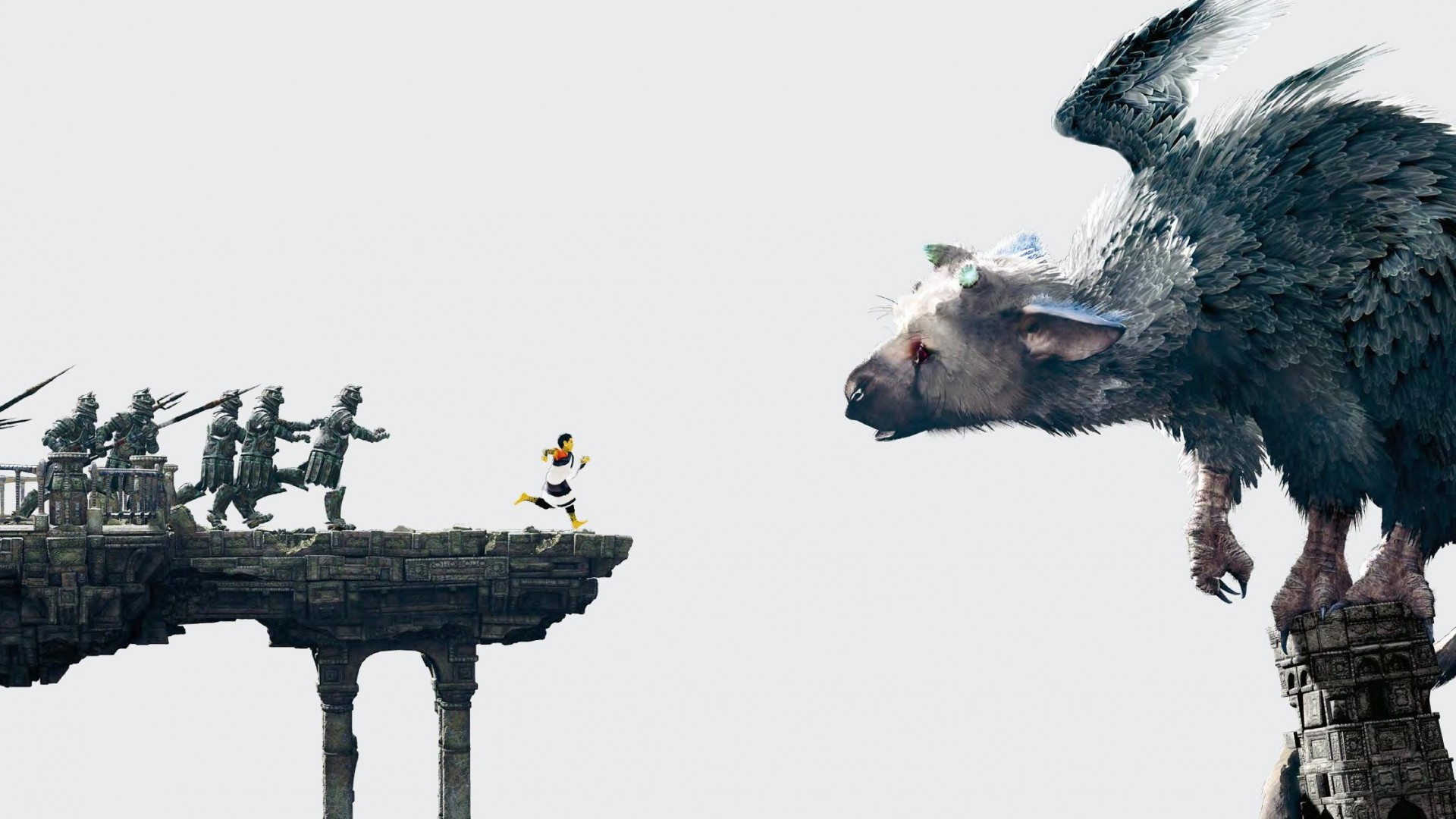 Trico Staring At The Fleeing Friend Wallpaper From The Last Guardian